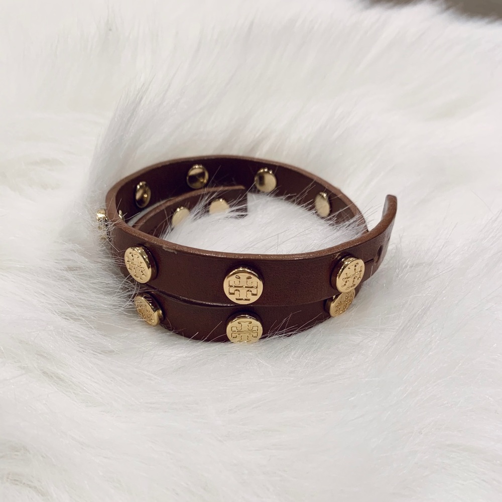 Tory Burch Double Wrap Logo Stud Bracelet